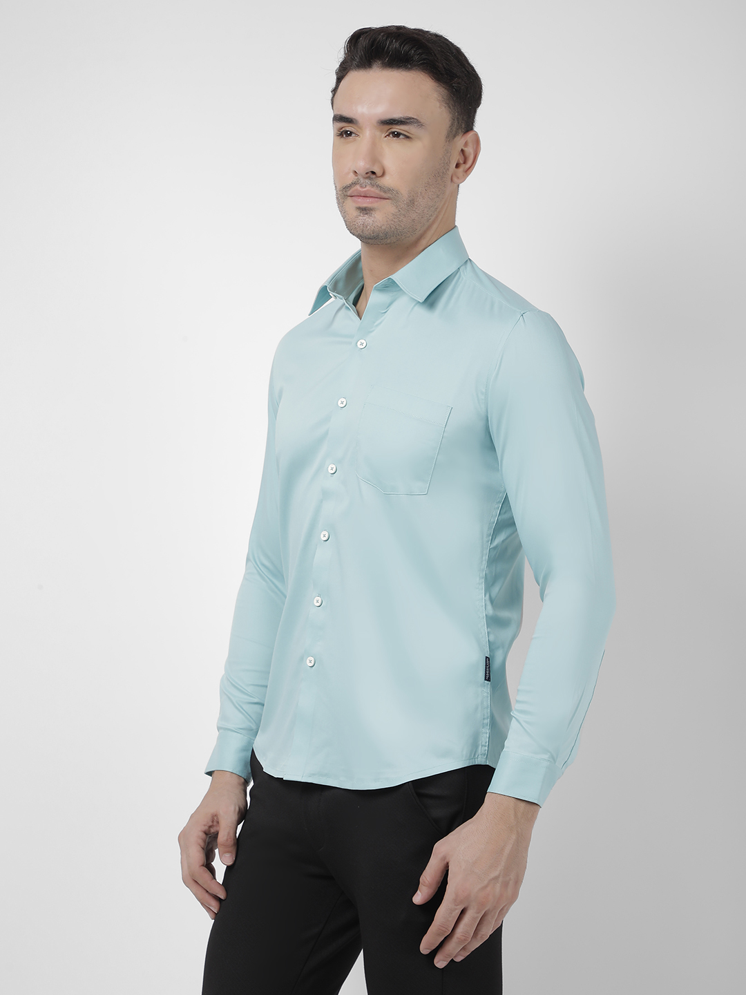 Numero Uno Men Solid Light Blue Shirt